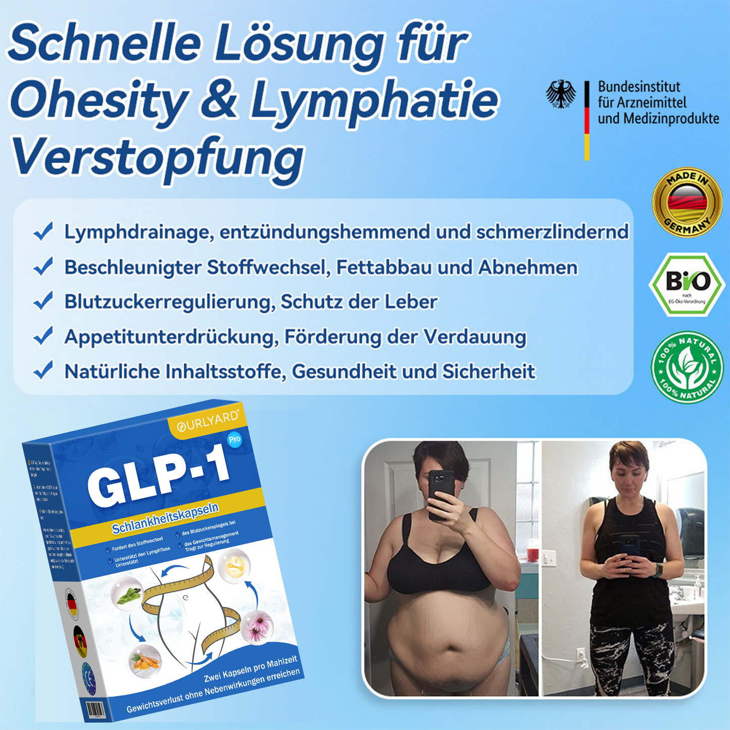 🔥🔥Ourlyard® GLP-1 Pro Schlankheitskapseln - 7 Tage sichtbare Wirkung, keine Nebenwirkungen, geeignet für alle Altersgruppen 🌹