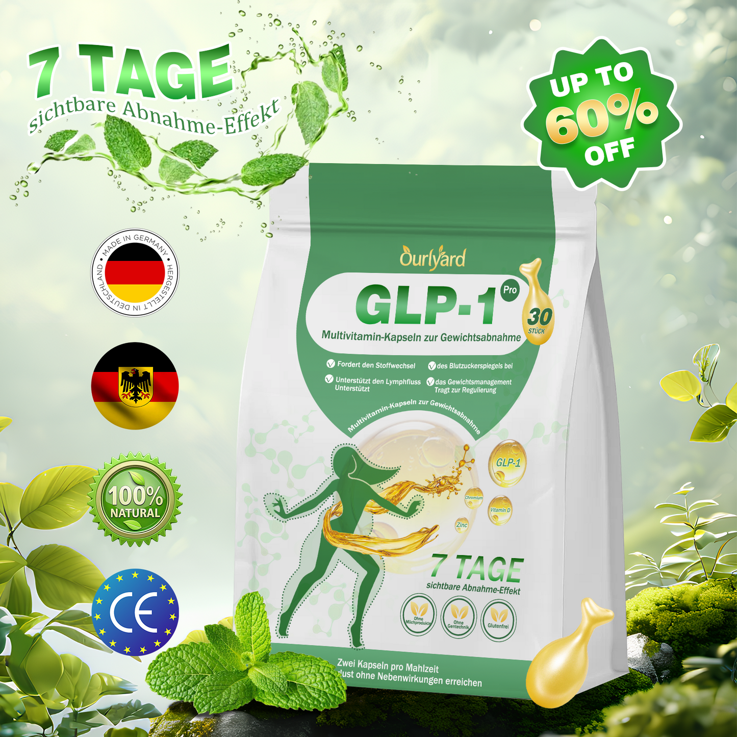 🍃Ourlyard® GLP-1 Pro Schlankheits-Kapseln 7 Tage sichtbare Wirkung, keine Nebenwirkungen, geeignet für alle Altersgruppen 🌹🌹